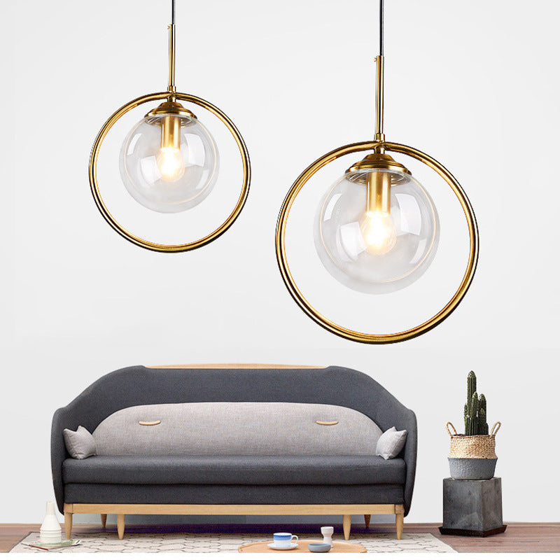 Zoey pendellampa i glas med metallring