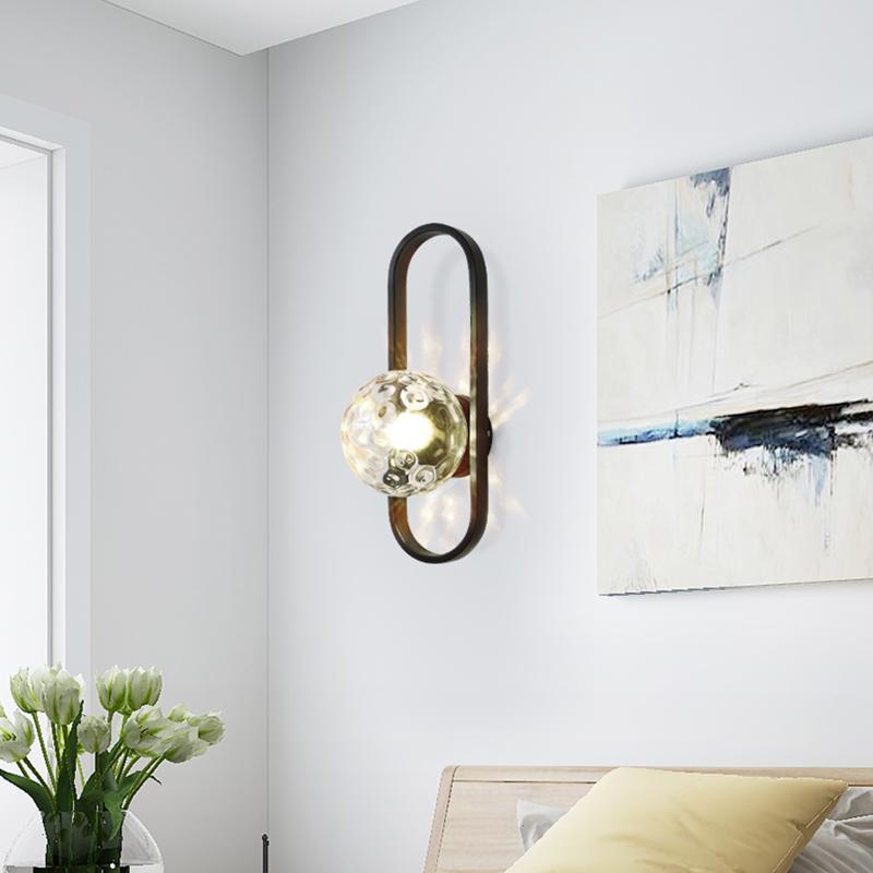 Valentina Modern Globe Bedside Wall Lamp Mount for Bedroom & Reading Room, Gold/Black