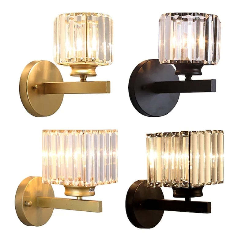 Arisha moderne LED-krystalvæglampe, firkantet/rund
