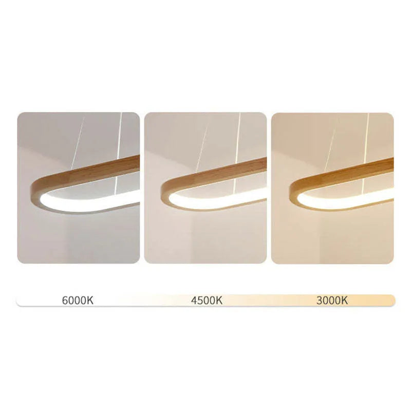 Lyraen Contemporary Oval Wooden Pendant Light