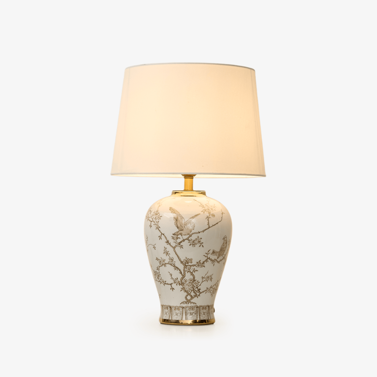 Wrenmark keramisk bordlampe med blomstermotiv
