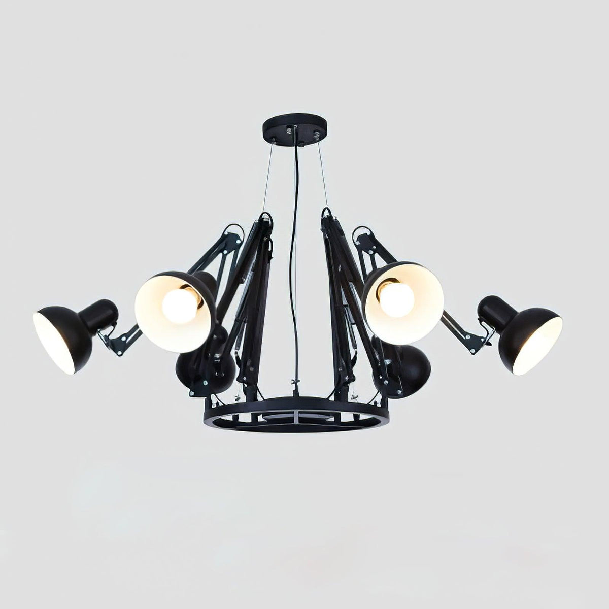 Candeeiro de lustre preto ajustável com vários braços Livenu