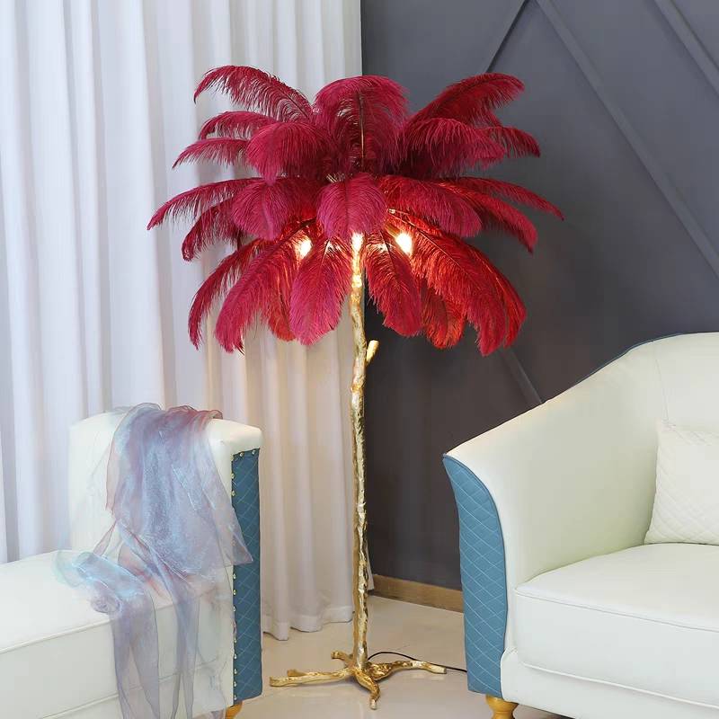 Salenor Nordic Luxury Unique Ostrich Feather Floor Lamp/Table Lamp