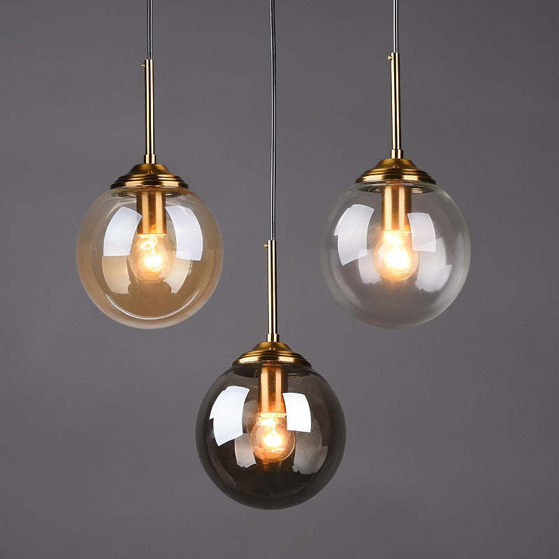 Valentina designad bubbelpendellampa i glas, rökfärgad/klar/bärnstensfärgad