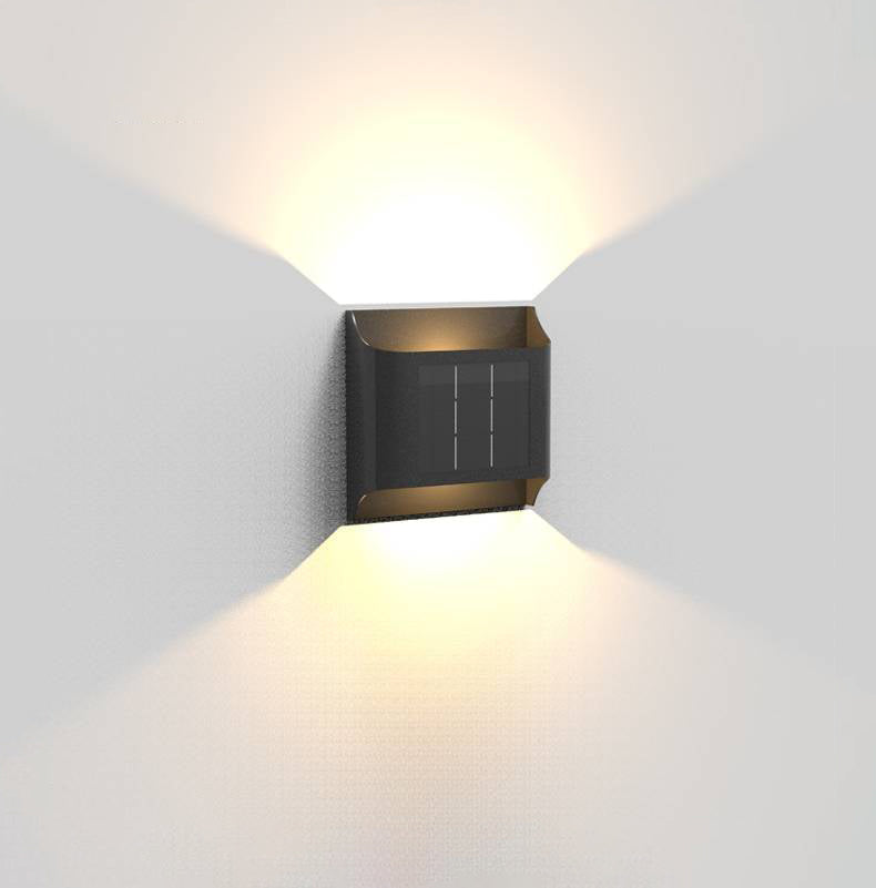 Ray Modern Solar Up Down Metal Outdoor Wall Lamp, Balck
