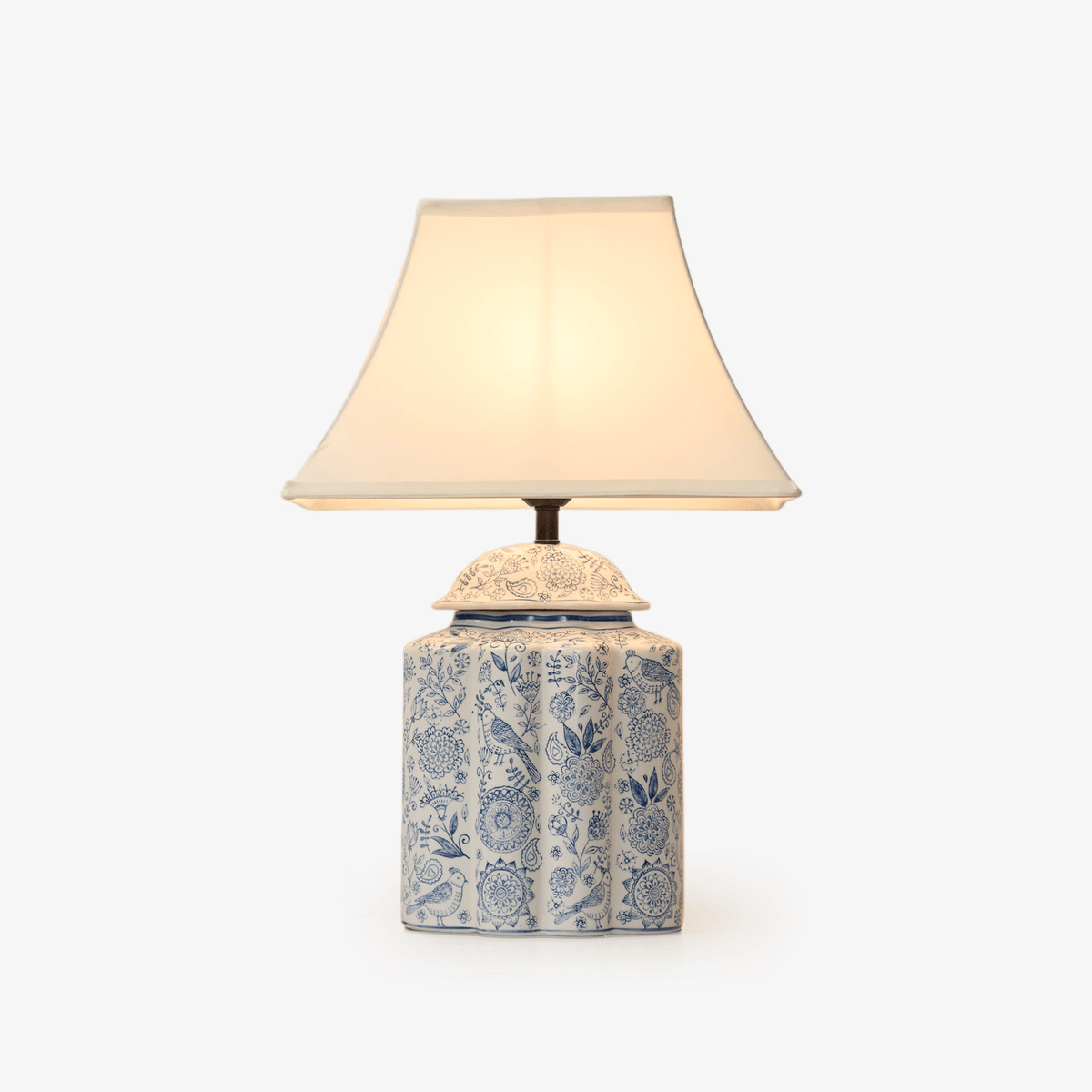 Marcellin blommig fågelbur-bordslampa
