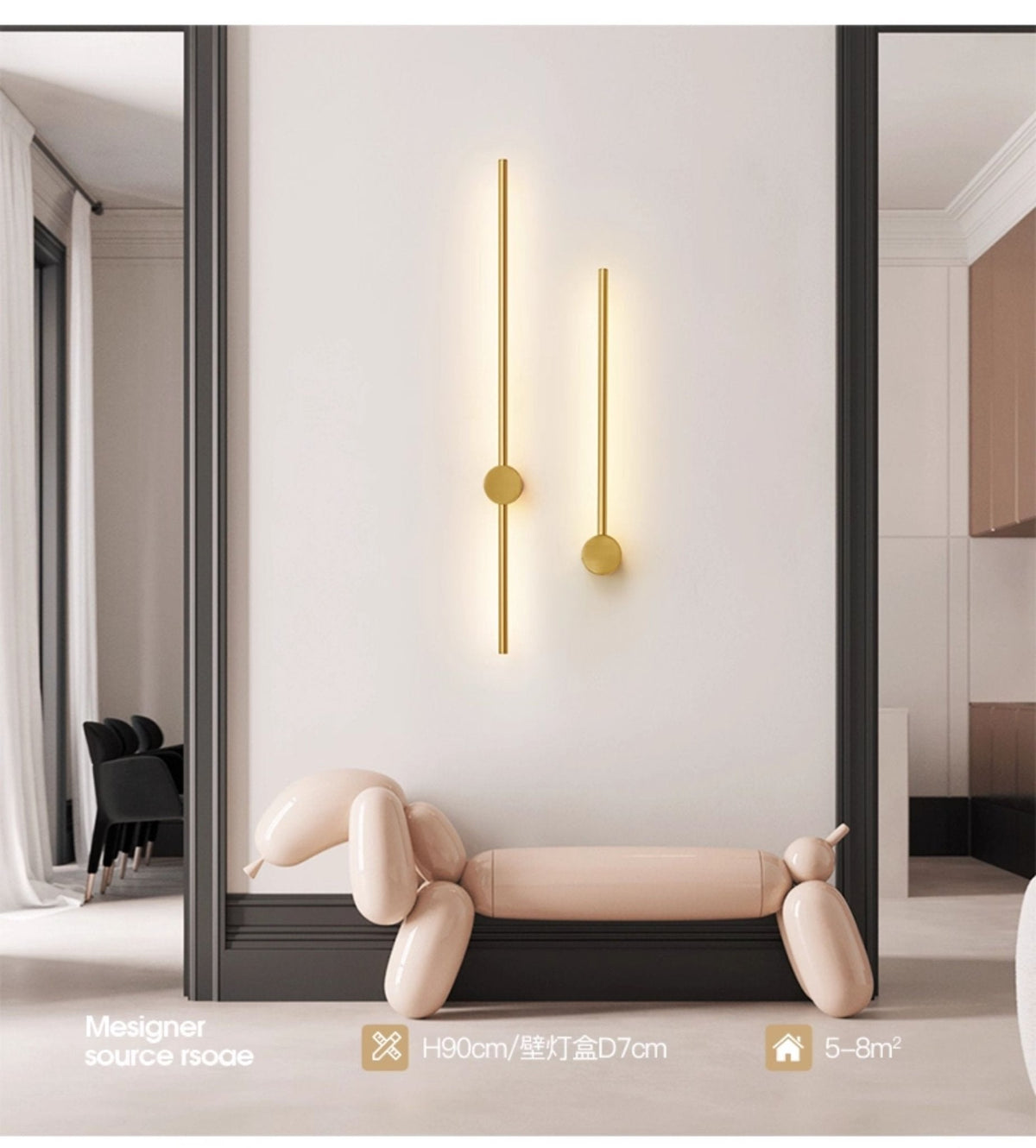Nestx minimalistisk væglampe med messingstang