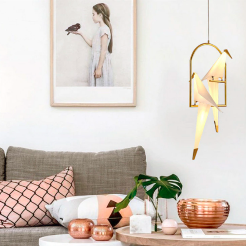 Arisha modern nordisk postmodern fågelpendellampa, vit/genomskinlig