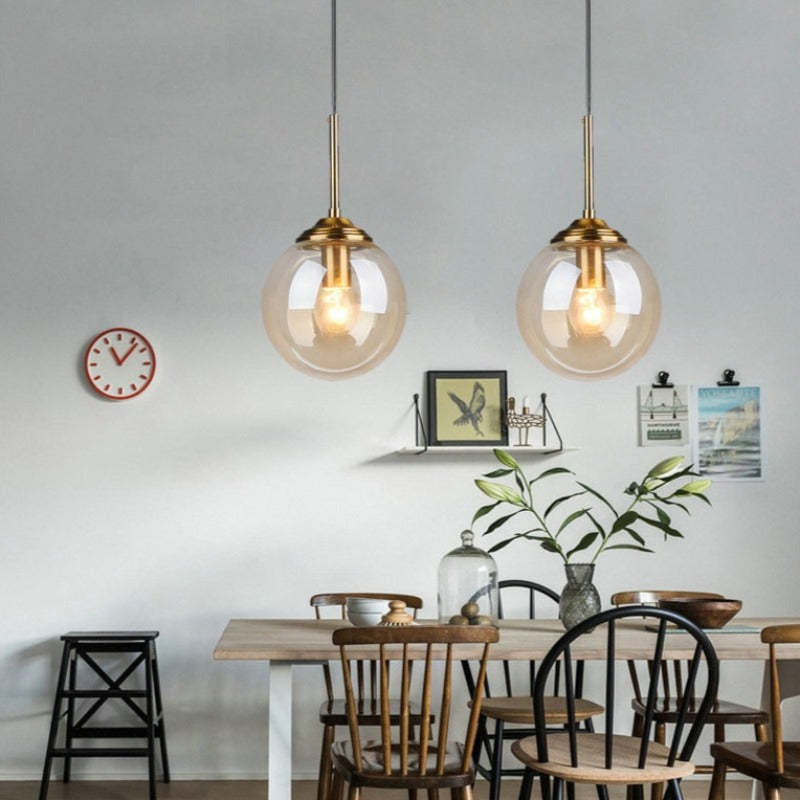 Valentina designad bubbelpendellampa i glas, rökfärgad/klar/bärnstensfärgad