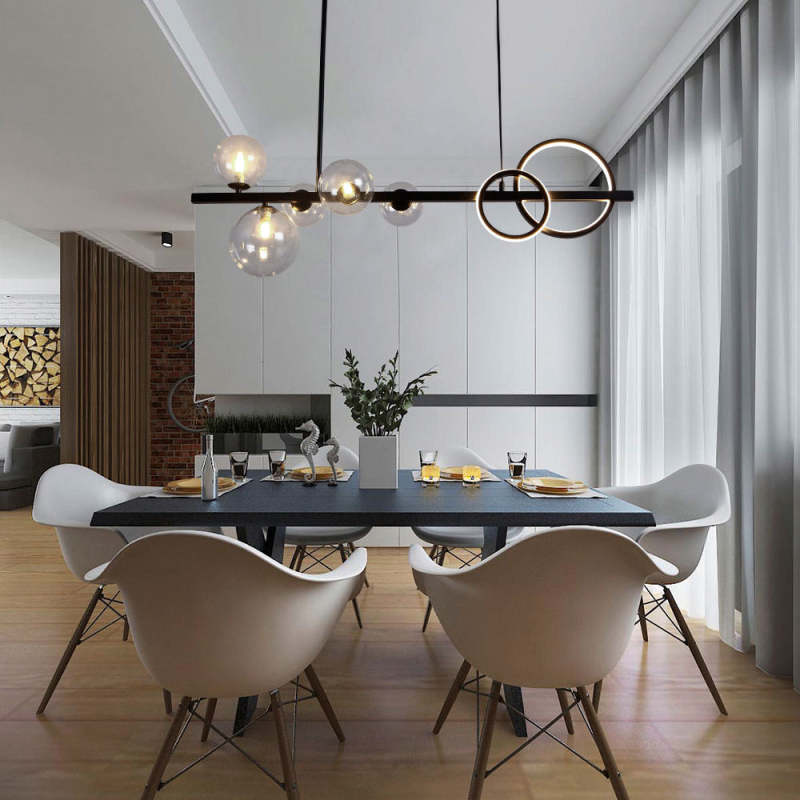 Arisha Pendant Light Bubble Circle Modern Black/Gold, Bedroom