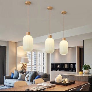 Ozawa Modern Vit Pendellampa Glas LED Trä Vardagsrum/Matsal