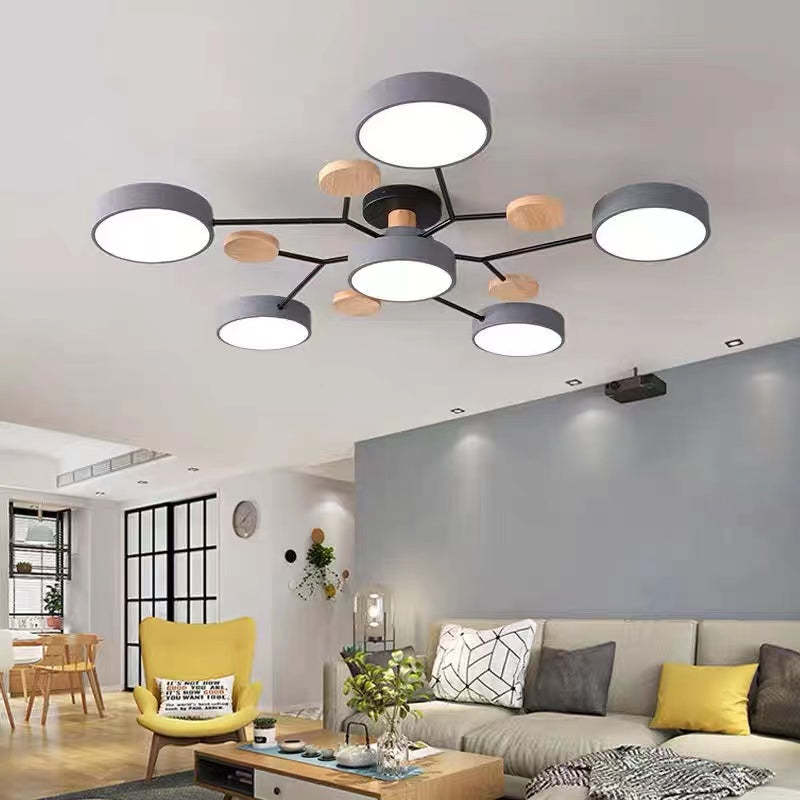 Arisha Ceiling Light, Wood Round for Living Room