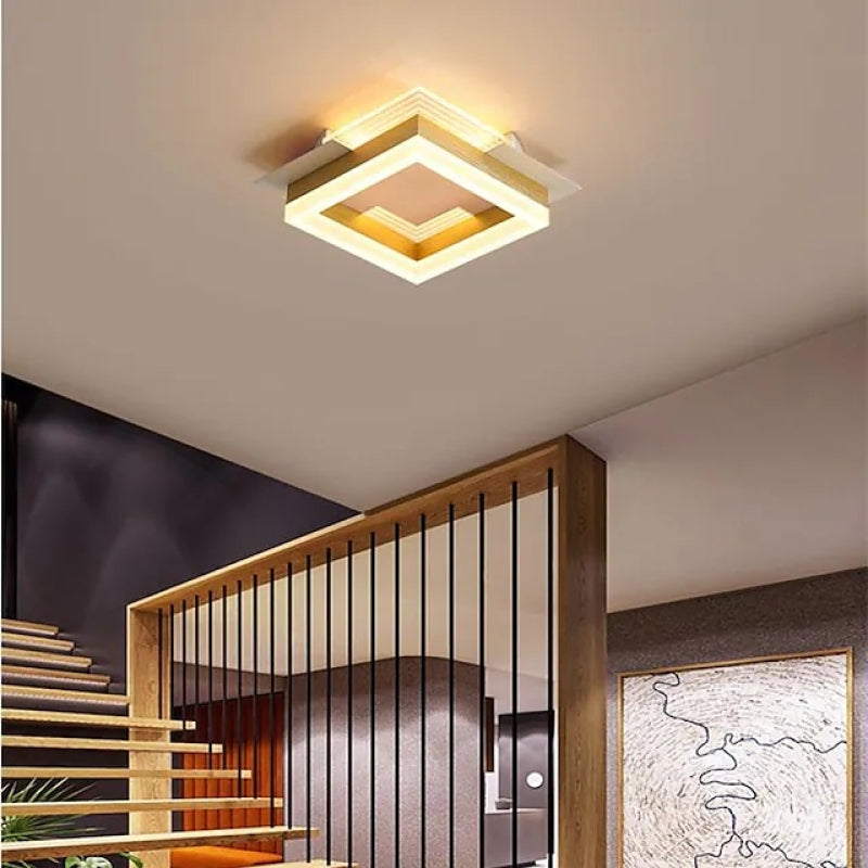 Arisha moderne enkel guldfarvet loftslampe, firkantet/rund