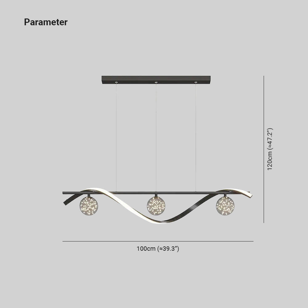 Arisha elegant buet pendel med glaskugler