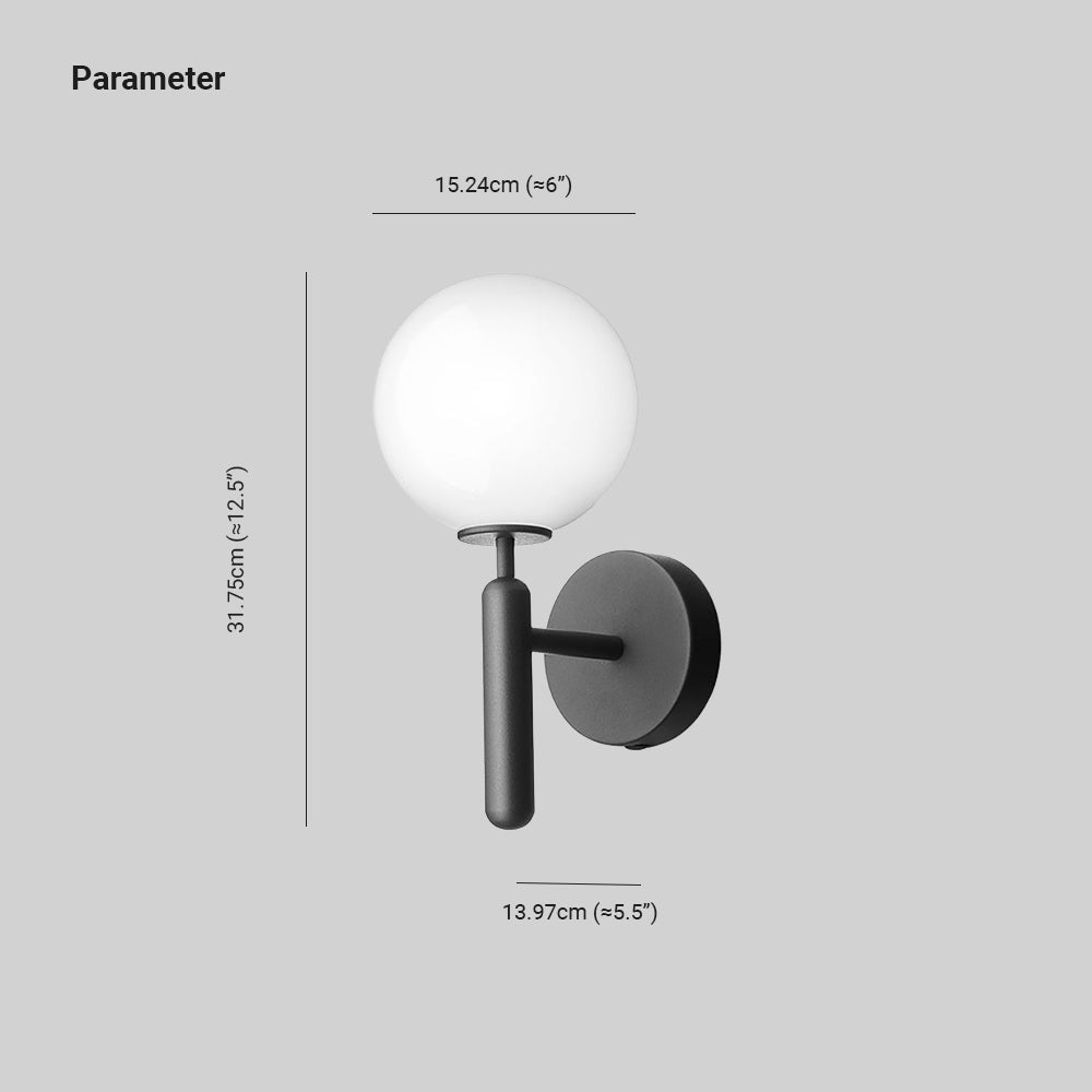 Valentina modern vägglampa med klot, metall/glas, svart/guldfärgad, hall