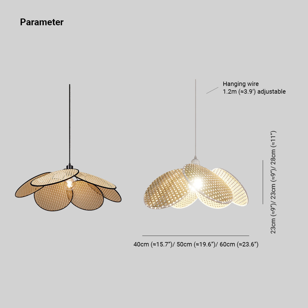Ritta pendellampe i pileflet i wabi-sabi-stil, sort/hvid