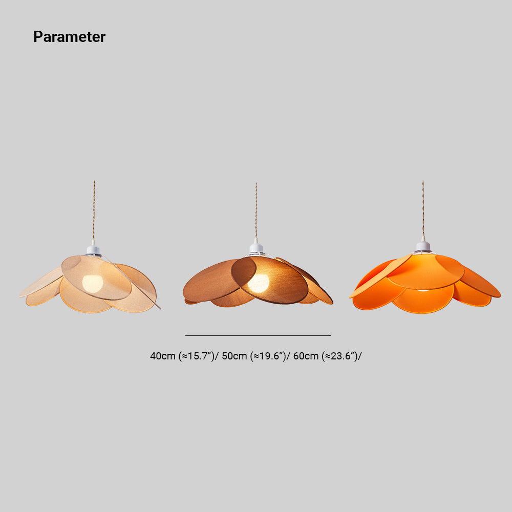 Ritta Minimalist Fabric Flower Pendant Light, Orange/Brown/Beige