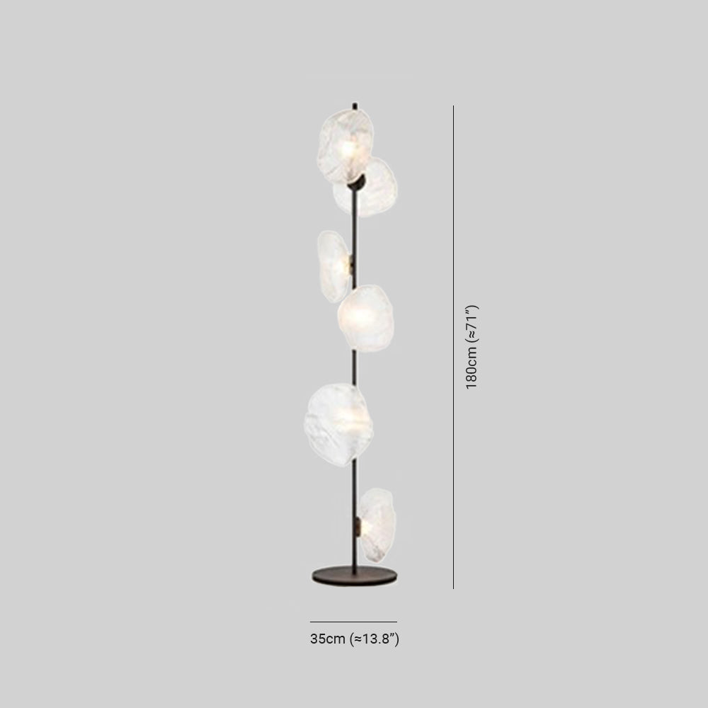 Byers exklusiv golvlampa med blomform i metall/glas, svart/guld/grå