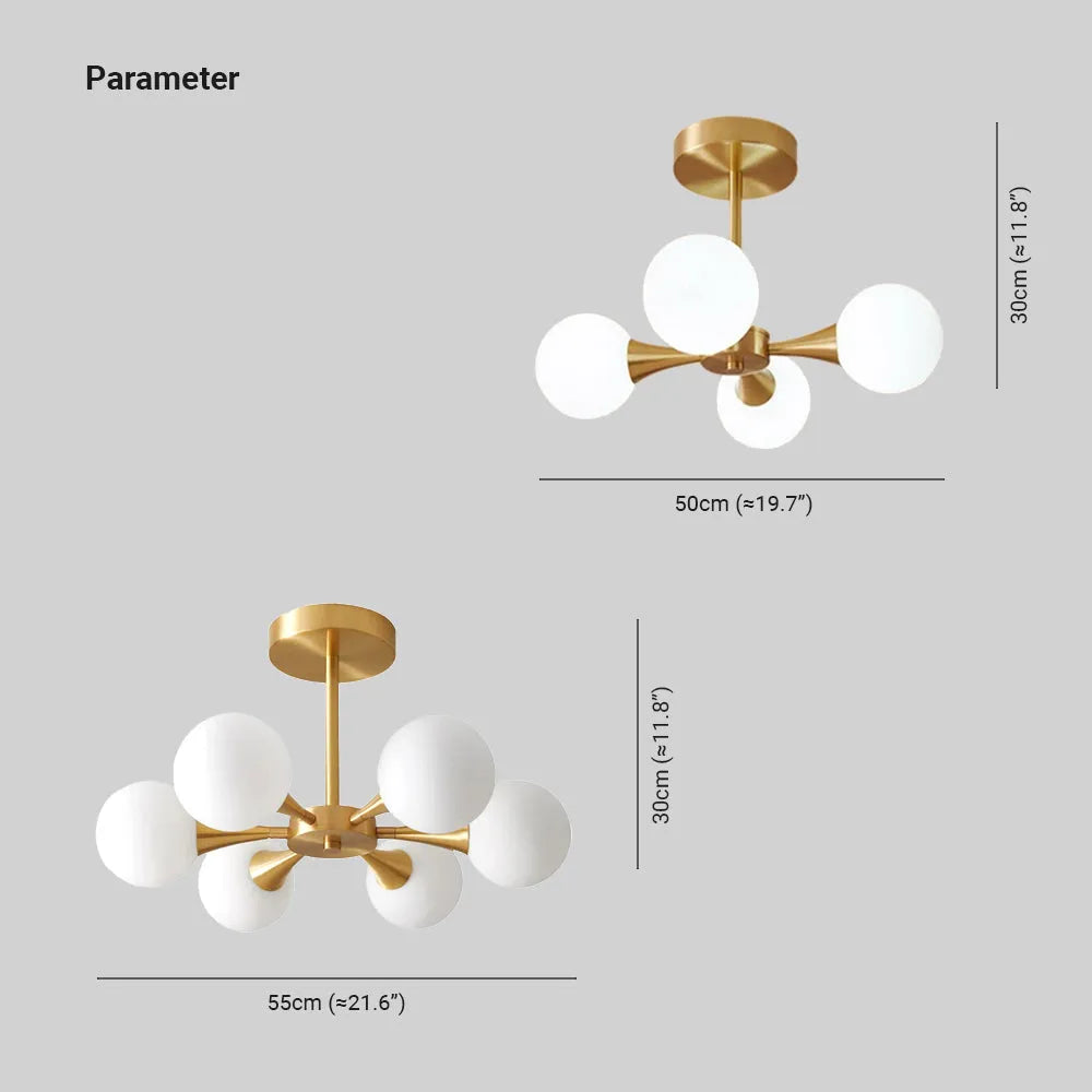 Valentina modern plafond i glas med bubbeleffekt