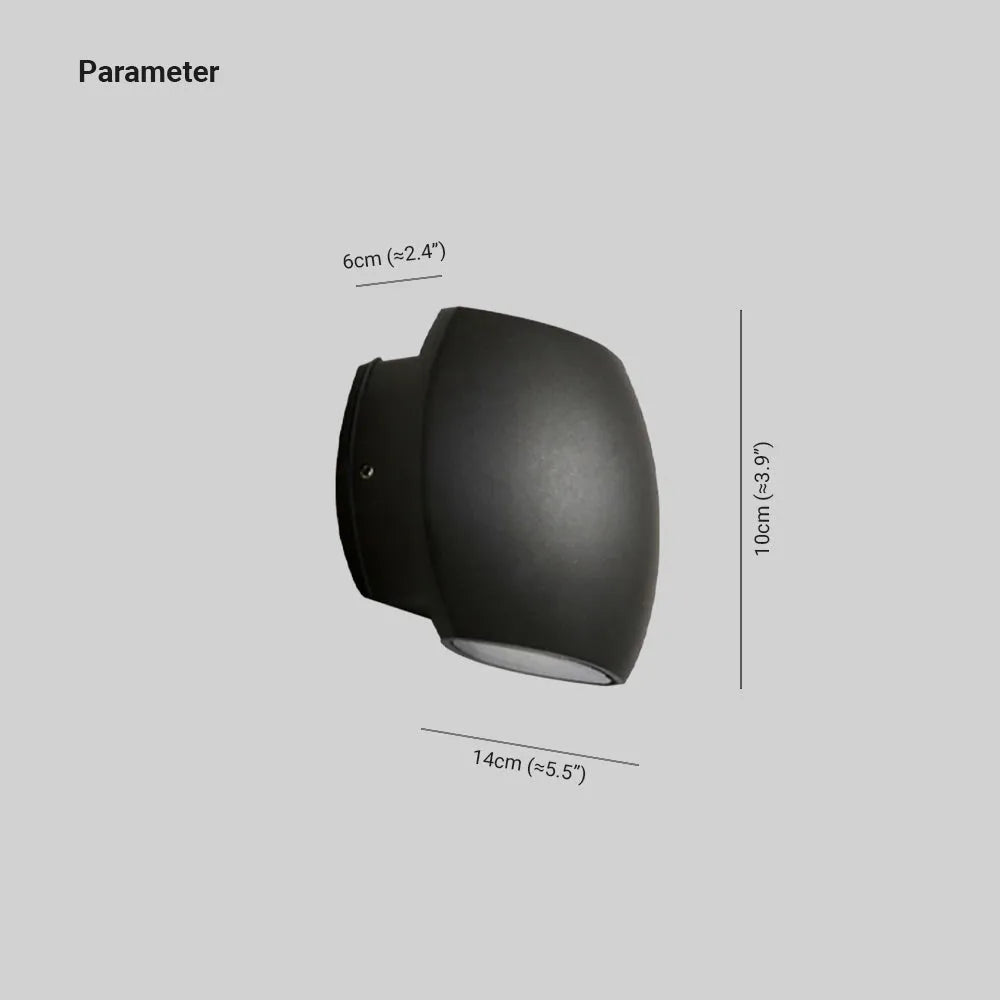 Ray minimalistisk geometrisk utomhusvägglampa i metall, svart/grå