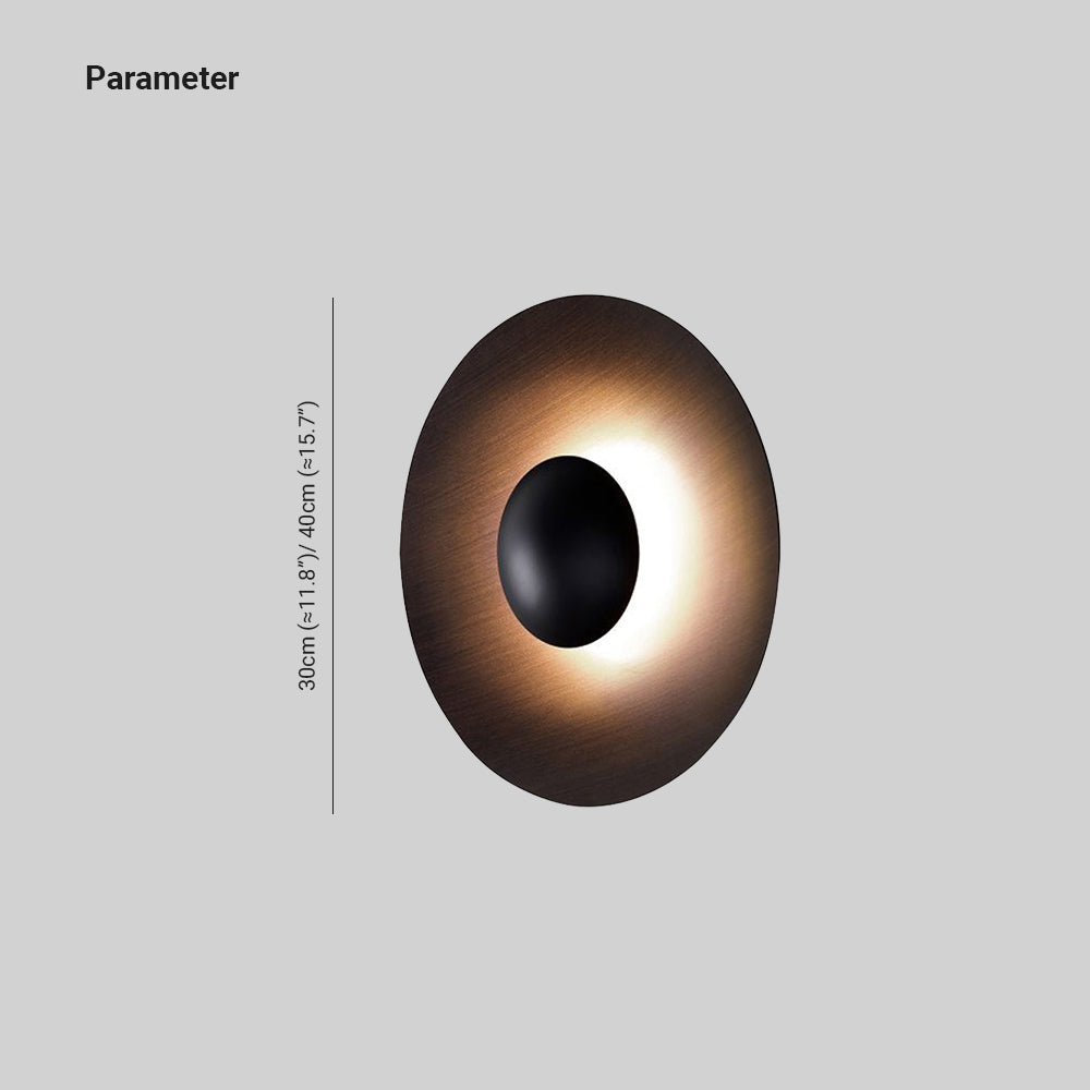 Ray designer-væglampe, rund og i metal, til udendørs brug, brun/hvid