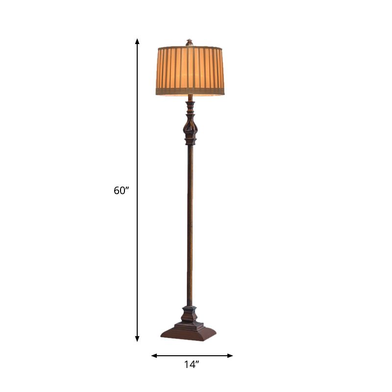 Eryn Vintage Resin/Fabric Standing Floor Lamp, Brown