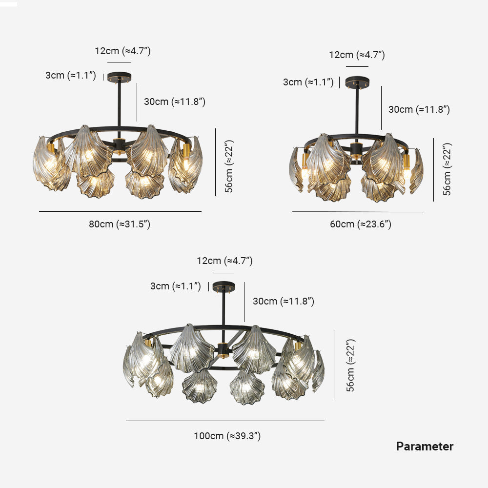 Kristy moderne ringformet pendellampe i metal og glas, sort/guld