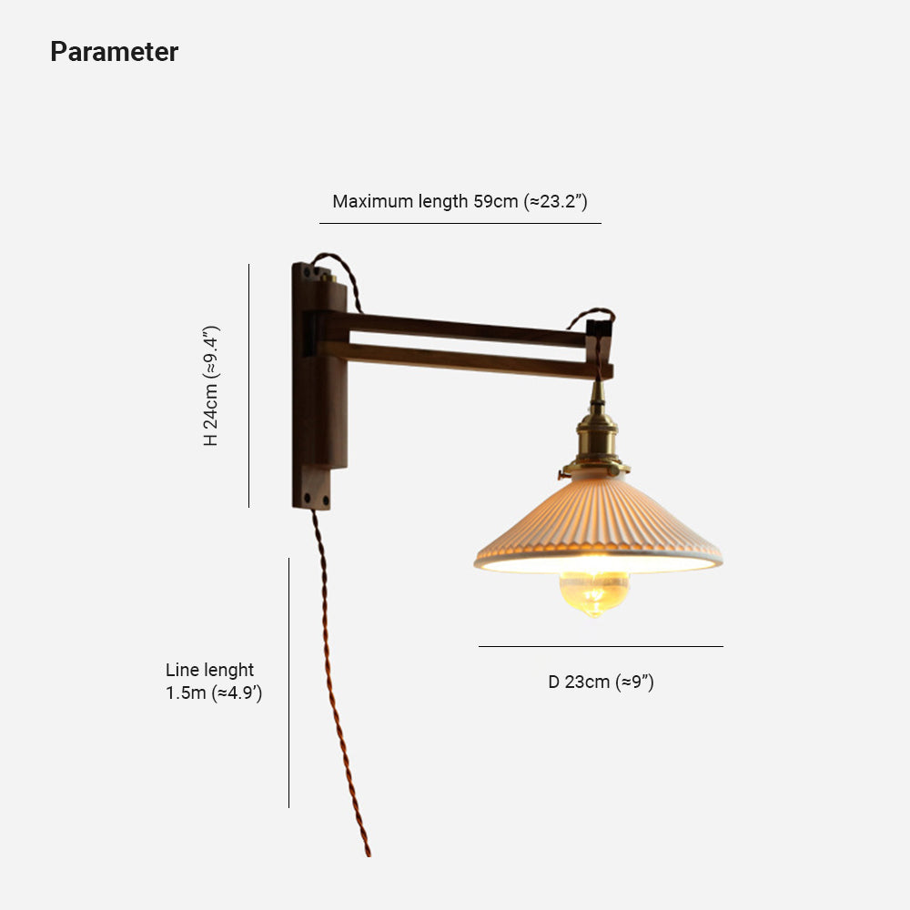 Muto vintagekuvunmuotoinen keramiikka-/puuseinävalaisin, pähkinäpuu/puu/kirkas