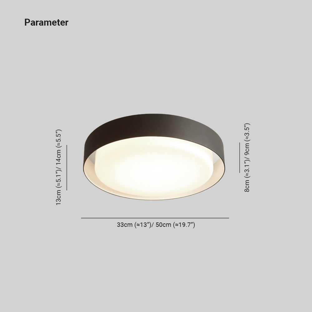 Ray Modern Round Flush Mount Ceiling Light, Metal/, White/Black