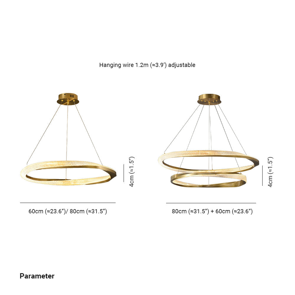 Arisha minimalistisk ringformad spiralpendellampa, guld