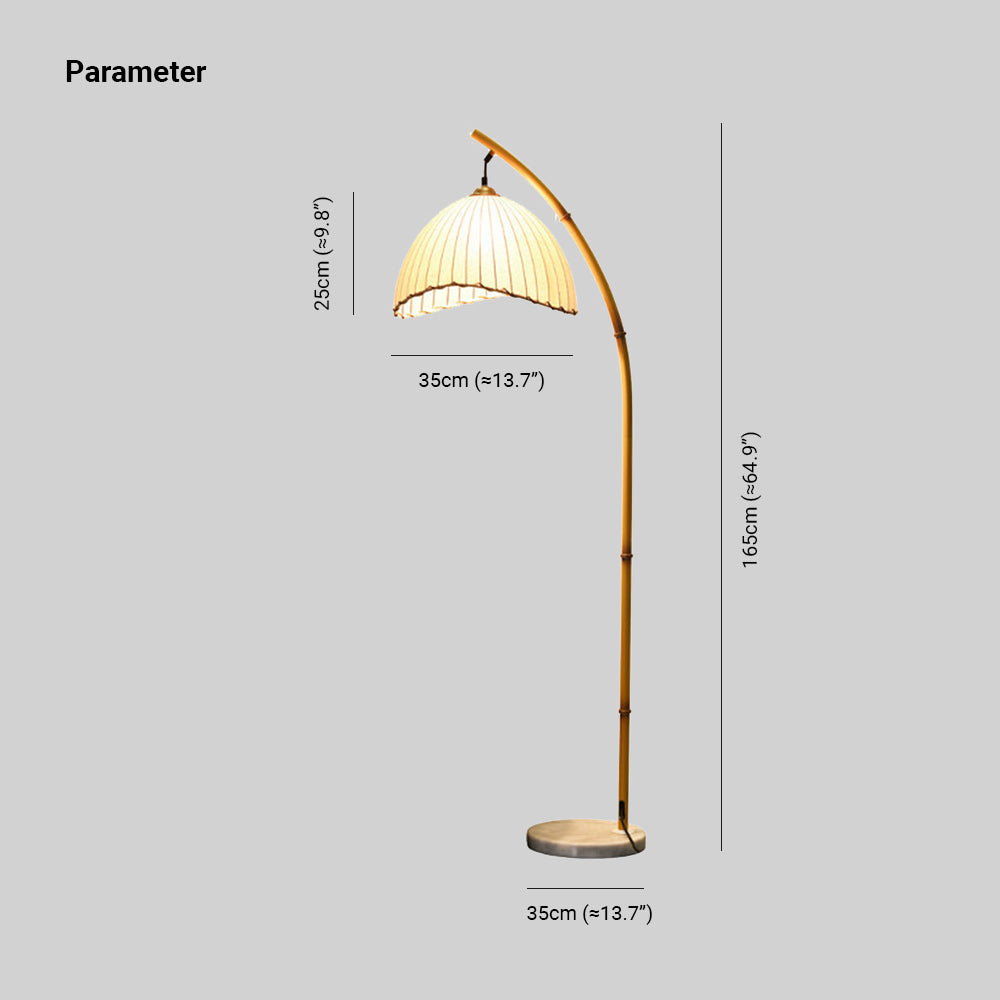 Muto Vintage Bamboo Shape Metal/Fabric Floor Lamp, White