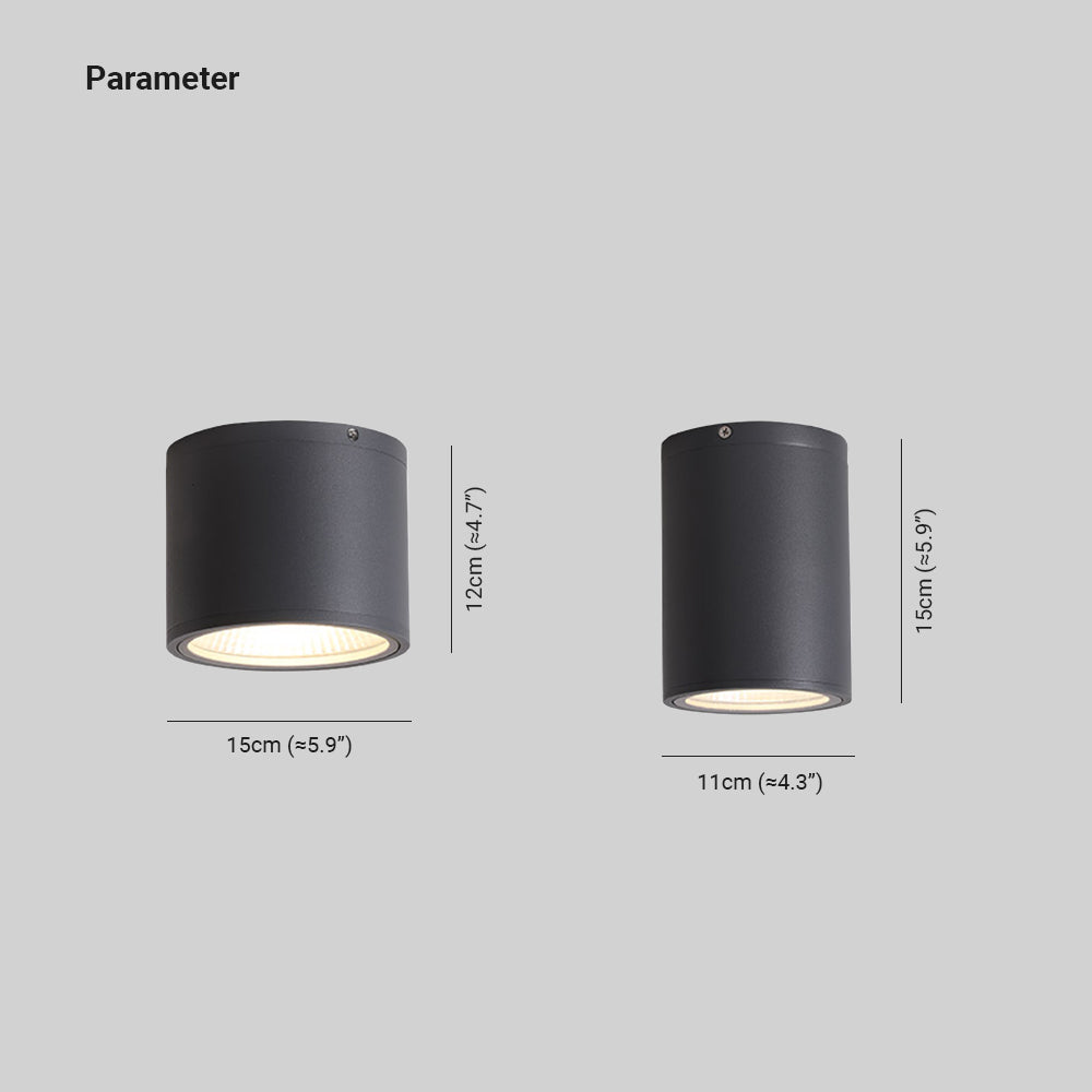 Ray modern svart cylindrisk utanpåliggande takspotlight