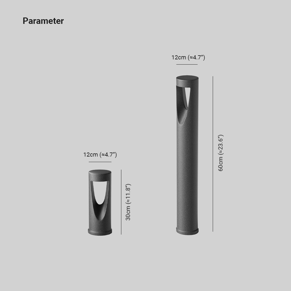 Ray moderne cylindrisk udendørs sti- og bedlampe i metal med hul design, sort