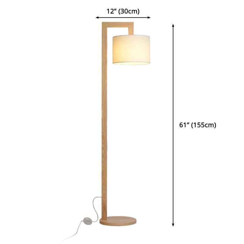 Ozawa japansk gulvlampe med retvinklet arm, beige, træ/stof