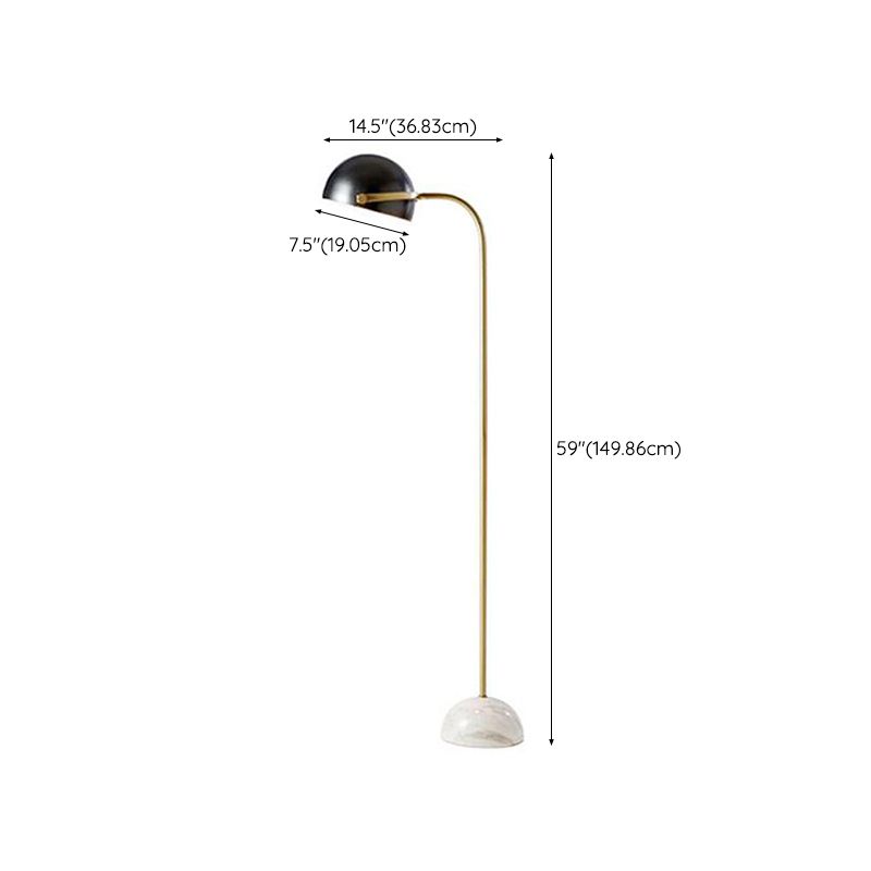 Eryn halvcirkelformet retro/minimalistisk gulvlampe, metal/marmor, sort, soveværelse