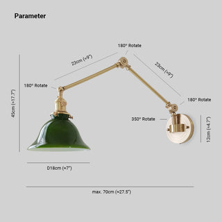 Brady Retro Design Vägglampa Inomhus Metall/Glas Grön/Vit Sovrum