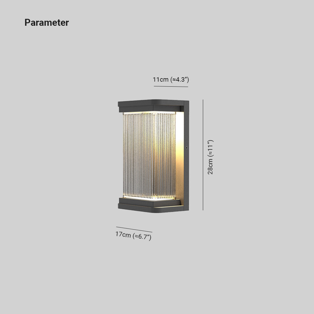 Ray Minimalist Rectangular Glass Outdoor Wall Lamp, Black