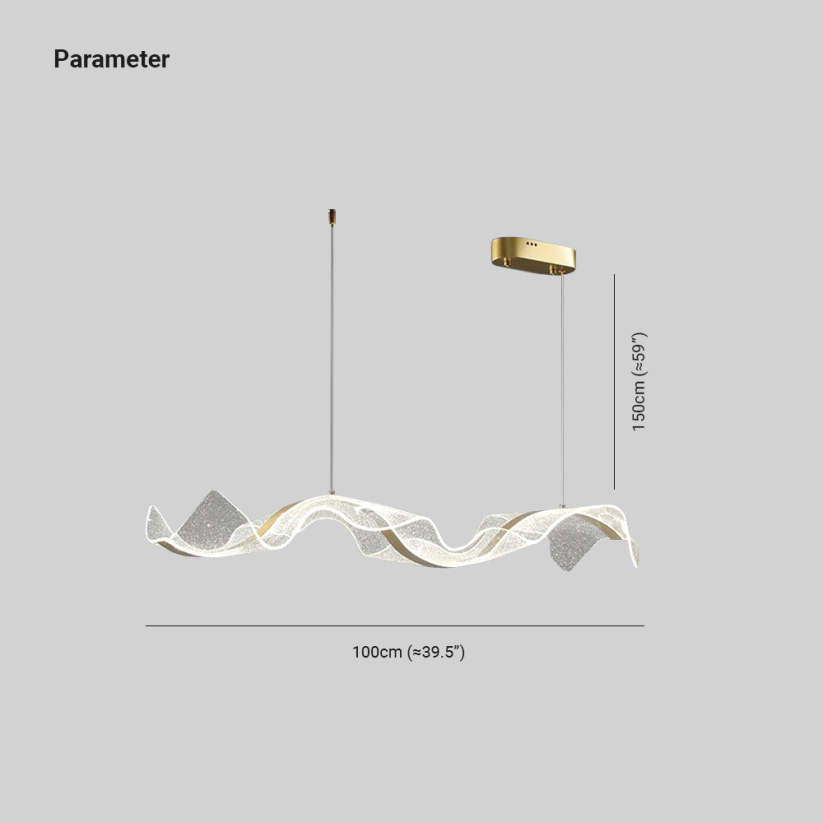 Kristy designer-pendellampe med bølgeform, hvid/guld, spisestue
