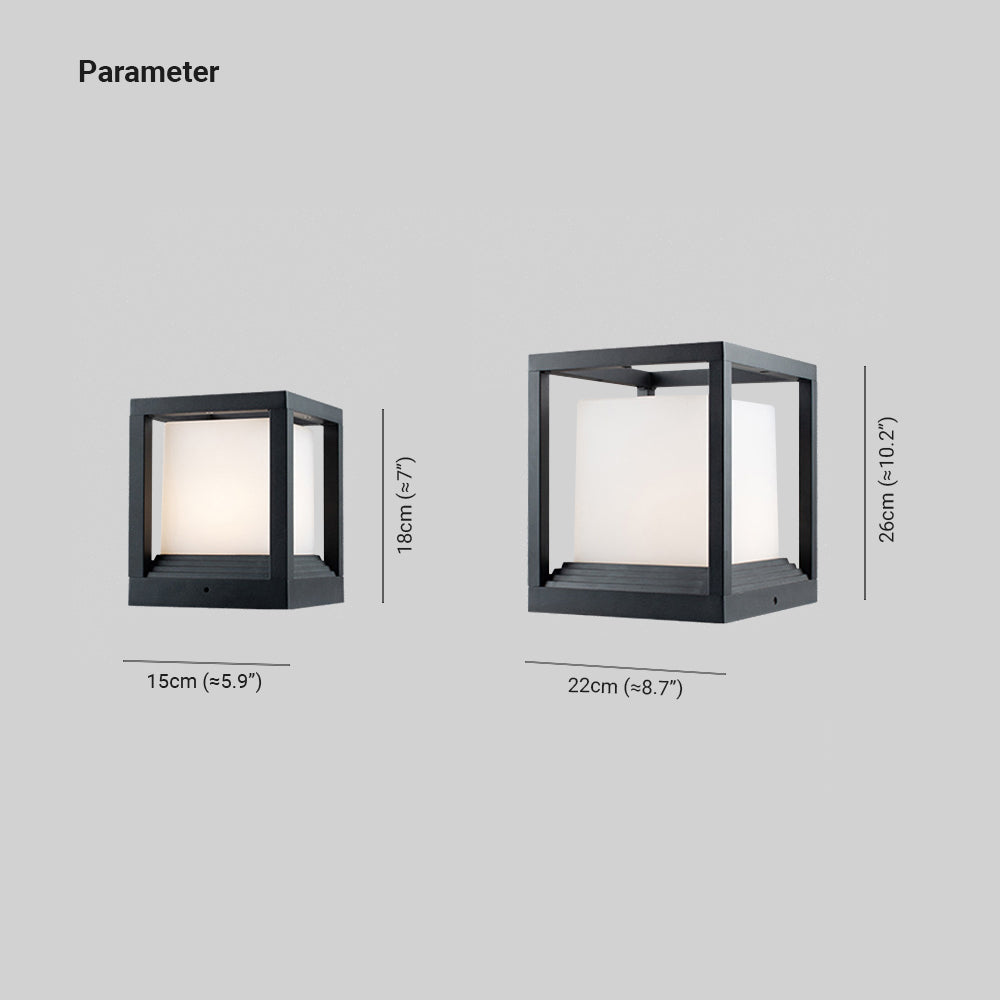 Ray Modern Rectangular Metal Outdoor Lamps, Black