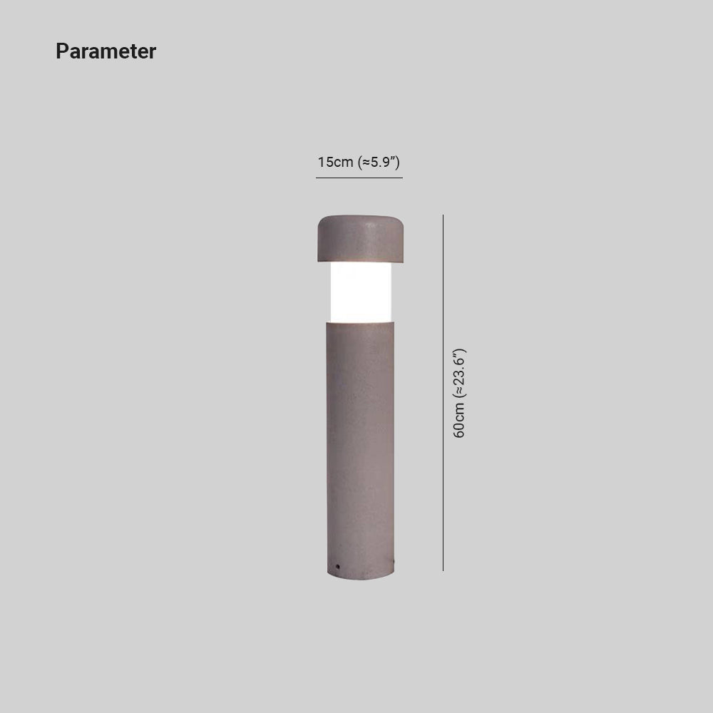 Ray moderne cylindrisk udendørs sti- og bedlampe i metal, grå