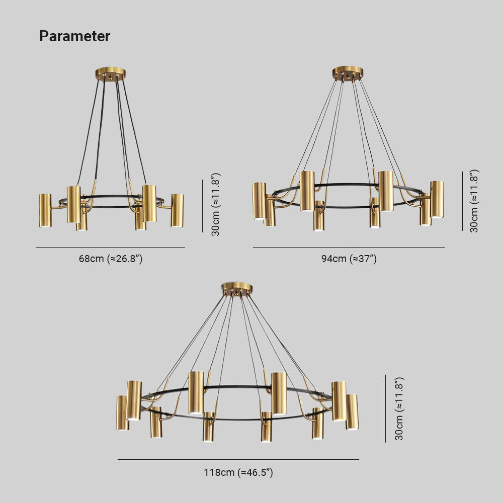 Arisha moderne spotlight-pendellampe i metal, guld