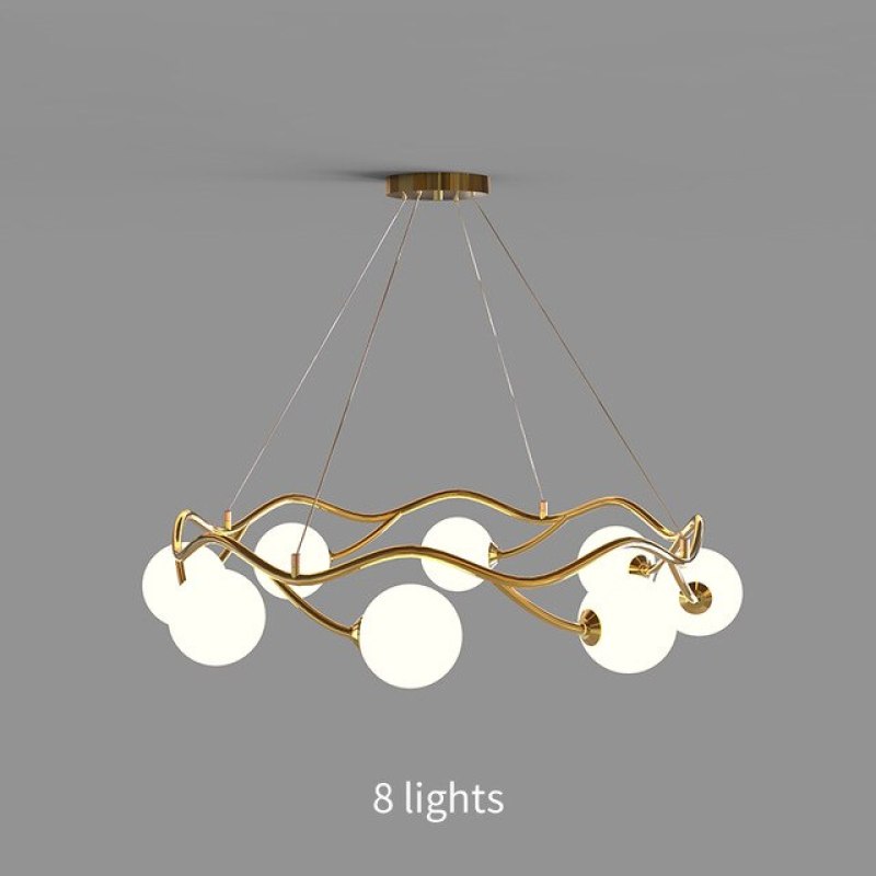 Valentina Modern Designe Wave Metal/Glass Pendant Light, White/Gold