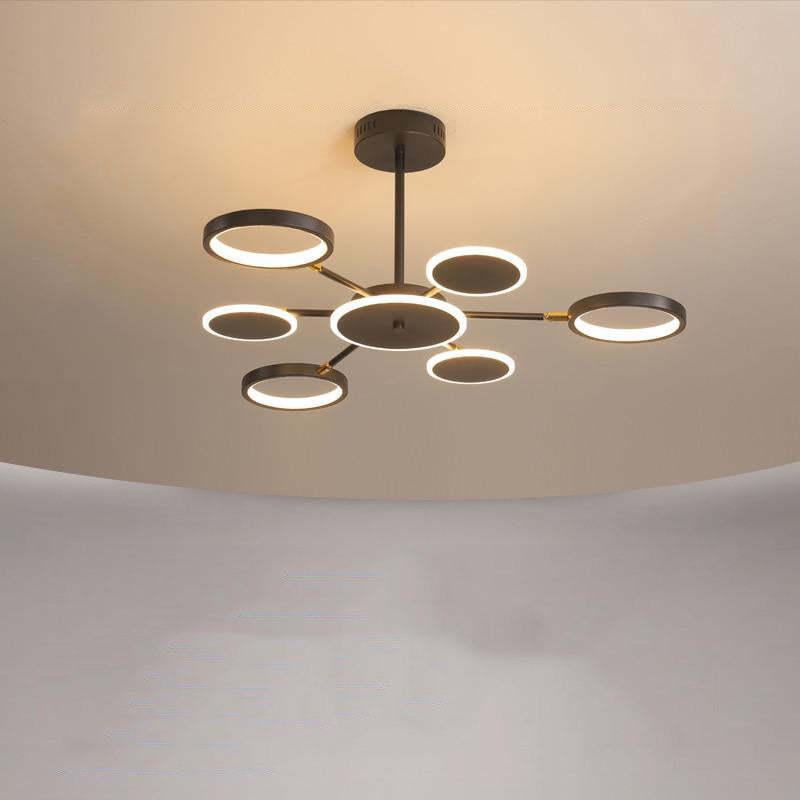 Arisha moderni LED-kattokruunu, geometrinen, musta, himmennettävä