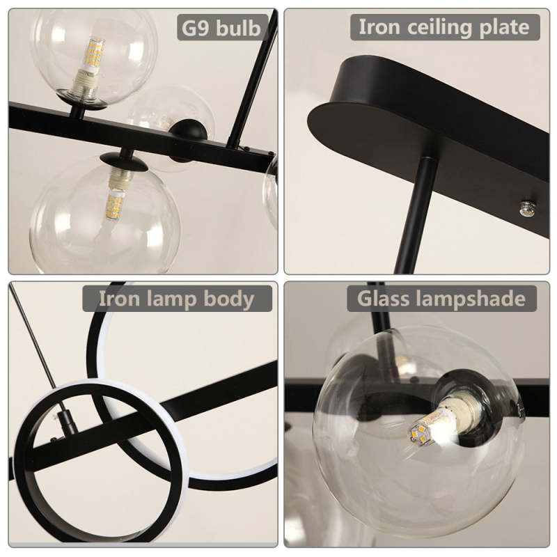 Arisha Pendant Light Bubble Circle Modern Black/Gold, Bedroom