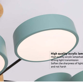 Sienna Design Rund LED Pendellampa Vit/Grön/Grå Metall/Trä/Akryl Sovrum/Vardagsrum
