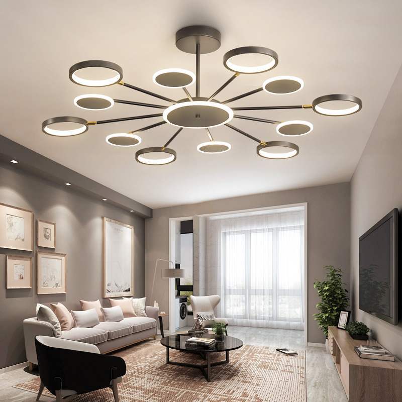 Arisha moderni LED-kattokruunu, geometrinen, musta, himmennettävä