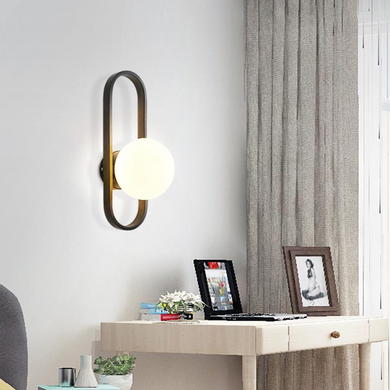 Valentina Modern Globe Bedside Wall Lamp Mount for Bedroom & Reading Room, Gold/Black