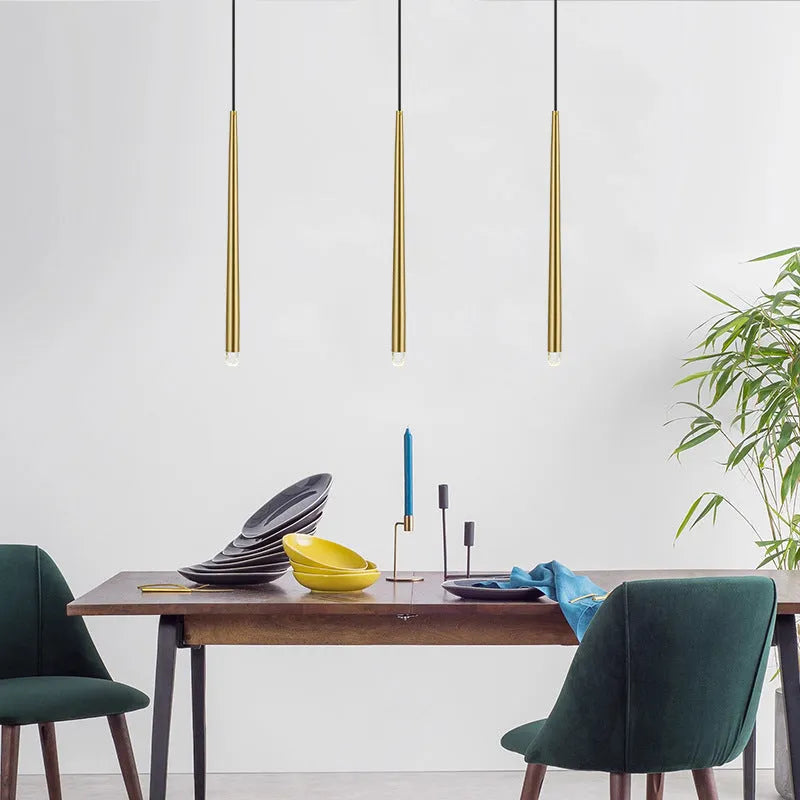 Arisha modern linjär pendellampa, guld, vardagsrum