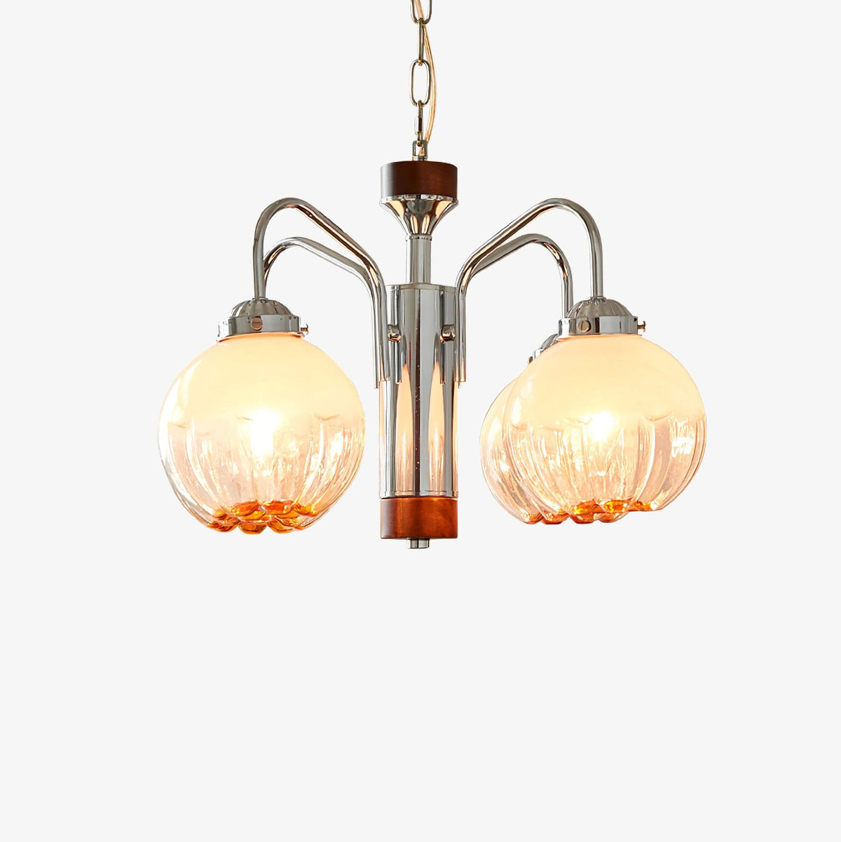 Lustre de vidro e nogueira, nórdico, artístico e com flores Ulliria
