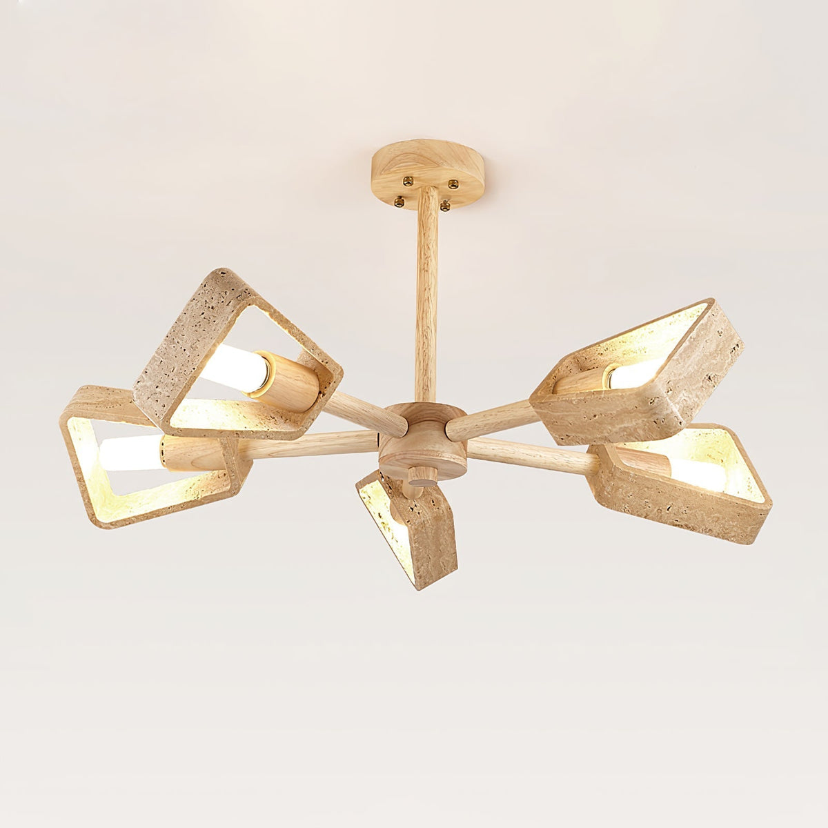 Hedra geometrisk ljuskrona i travertin